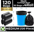 Premium Biodegradable Garbage Bags 19 X 21 Inches (Medium Size) 120 Bags (4 Rolls) Dustbin Bag/Trash Bag - Black Color